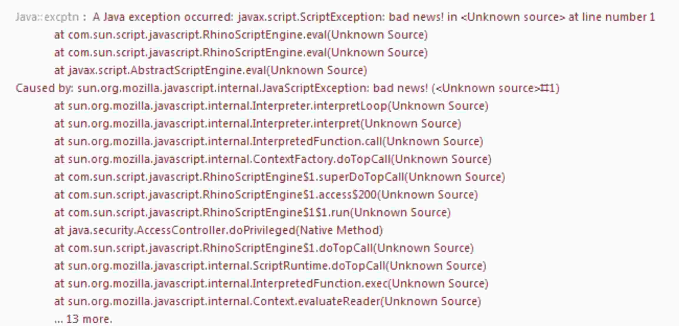 Example of a stack trace in Java