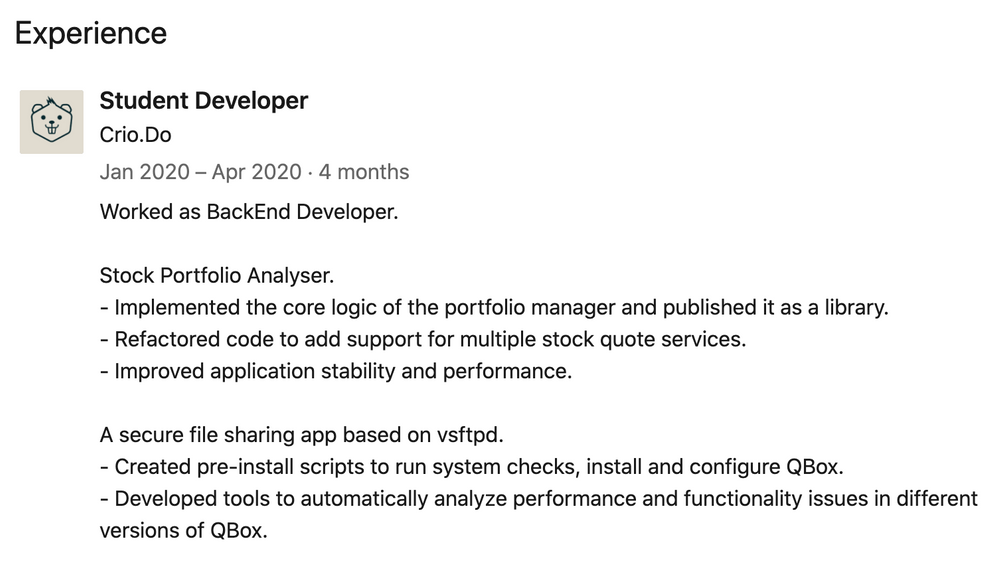Crio: Java Backend Developer Track